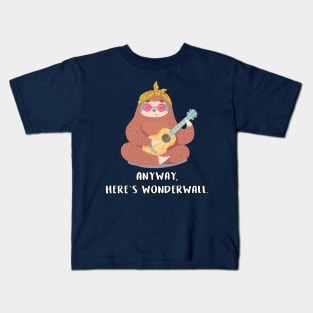 Hipster Sloth Playing Ukulele Kids T-Shirt